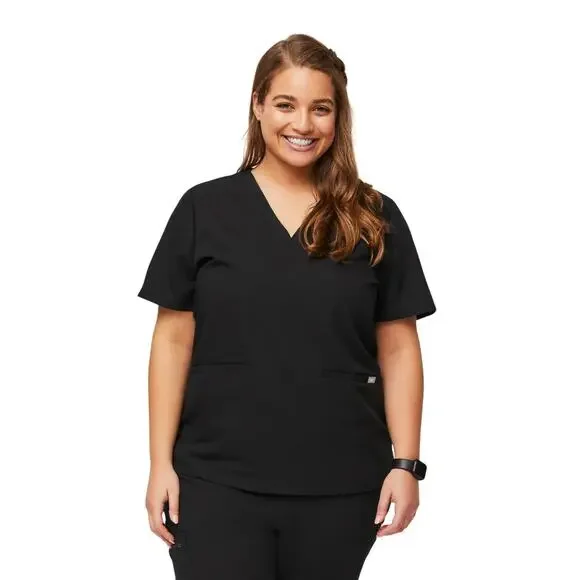 Figs Casma Three Pocket Scrub Top Black NWT Women’s XXL 2XL Plus V-Neck Medical - Picture 1 of 11